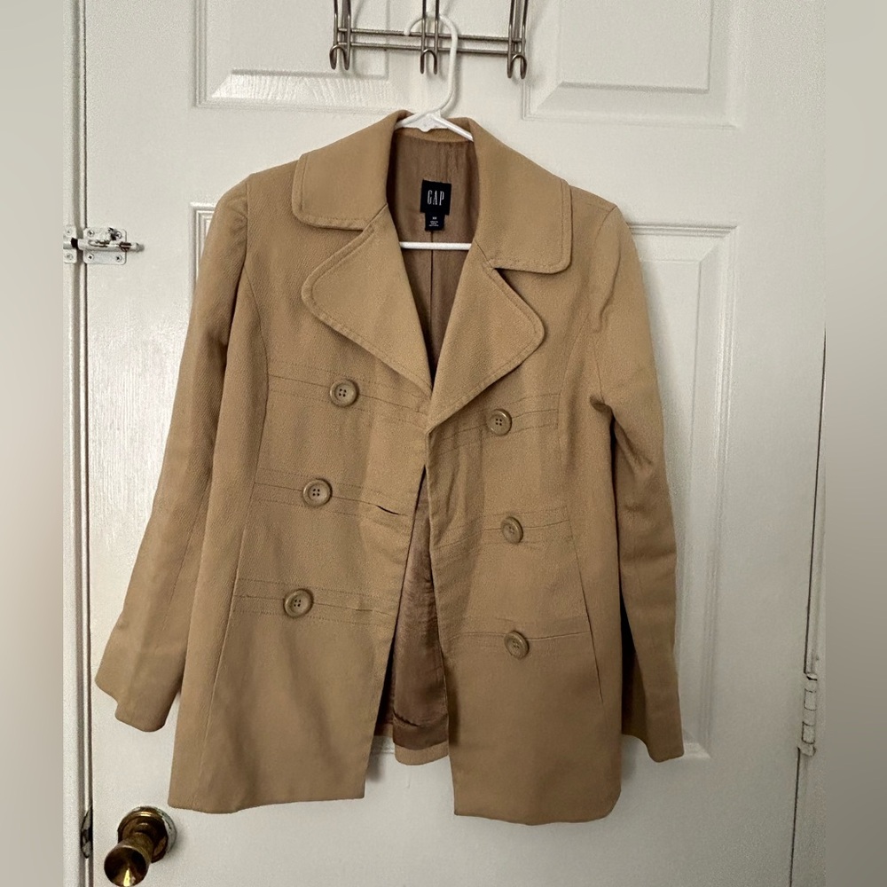 GAP Women's Tan Double-Breasted Blazer Jacket